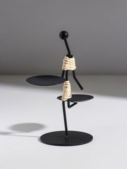 Подсвечник на 2 свечи «Абориген жонглёр», металл, d=6 см, 16×8×16 см