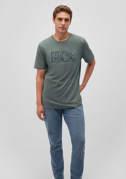 Istanbul Bask?l? Yesil Tisort - Mavi фото 2