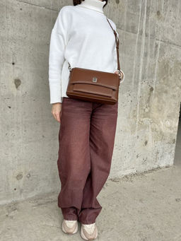 Женская кожаная сумка через плечо 8219 Кофе - Sergio valentini фото 6