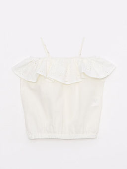 Kay?k Yaka Fisto Detayl? Poplin K?z ?ocuk Bluz