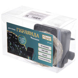 Гирлянда для улицы "Росинка" 10 м 100 ламп LED проволочн.пров, 8 реж.,IP-54, Белый (солнечная батарея)