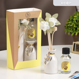 Набор подарочный с диффузором «Ваза с цветком», аромат кофе, «Богатство Аромата»