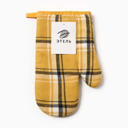 Варежка - прихватка «Этель. Клетка», 26×16 см, жёлтый