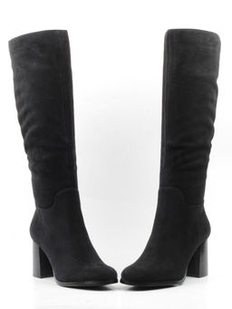 02-K83-B1 BLACK Сапоги зимние женские (натуральная замша, натуральный мех (евромех))