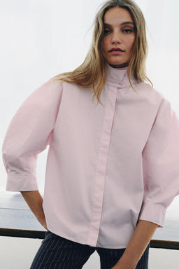 CAMISA MANGA ABULLONADA ZW COLLECTION / Rosa claro