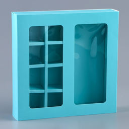 Коробка для 8 конфет + шоколад, с окном, мята, 17.7×17.7×3.8 см