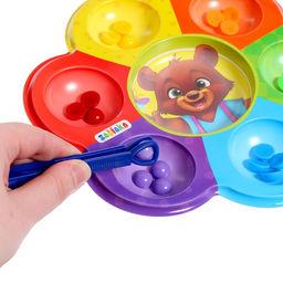 Сортер Мишкины конфетки, 6 цветов, с пинцетом, по методике Монтессори - Iq-zabiaka фото 3