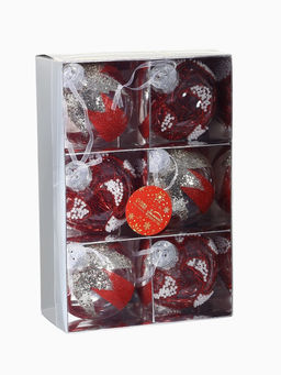 Ёлочные шары новогодние Мелвин, набор 6 шт., d=8 см, прозрачный/красно-белый - Simaland фото 13