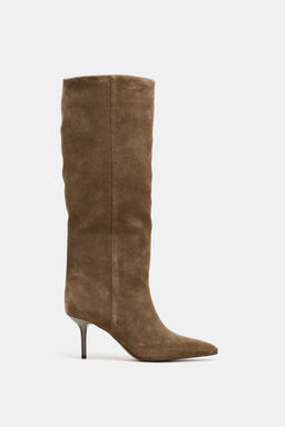 SPLIT SUEDE STILETTO HEEL BOOTS - Zara фото 16