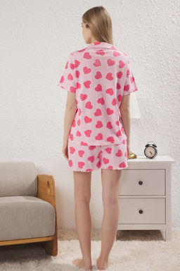 Pembe %100 Pamuklu Kalpli Puantiyeli Sortlu Orme Pijama Tak?m? THMSS25PT00301