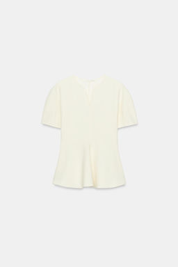 TOP PEPLUM MANGA ABULLONADA / Crudo medio - Zara фото 6