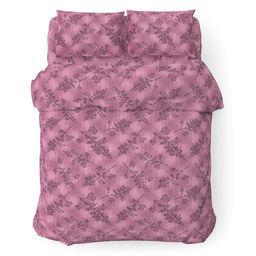 Пододеяльник на кнопках Евростандарт Ботаника, ягодный 200х215см, поплин Комфорт 115г/м2, хлопок 100%, упаковка классическая ПВХ 28х41см, Домашняя мода (Россия)