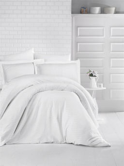 КПБ Clasy Satin Gizgili (DUZ RENK BEYAZ) евро