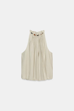TOP HALTER GLOBO ABALORIOS / Crudo - Zara фото 6