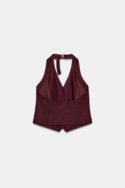 CHALECO HALTER CON LINO / Burgundy - Zara фото 7