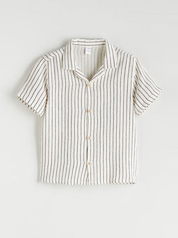 Resort Yaka K?sa Kollu ?izgili Erkek Bebek G?mlek