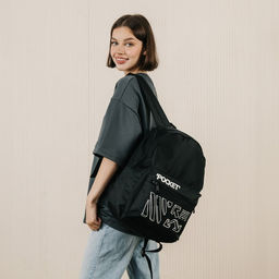 Рюкзак молодёжный Black, 29х12х37, отд на молнии, н/карман, чёрный - Nazamok фото 8