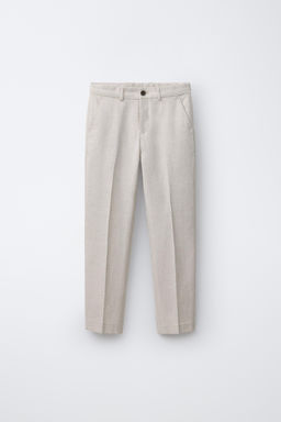 PANTAL?N TRAJE CON ALGOD?N Y LINO / Crudo