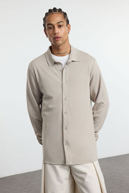 TRENDYOL MAN Tas Regular Rahat Esnek Orme Kumasl? K?sl?k Gomlek TMNAW25GO00032 - Trendyolmilla фото 2