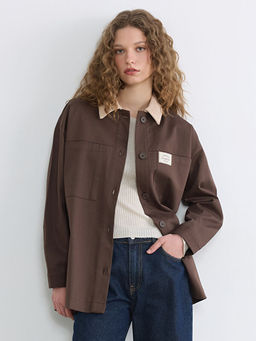 Kontrast Yaka Oversize Kad?n Ceket