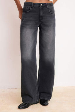 Siyah D_K_ML_ Normal Bel %100 Pamuk Uzun Boy Wide Leg Jeans TWOSS26JE00129 - Trendyolmilla фото 3