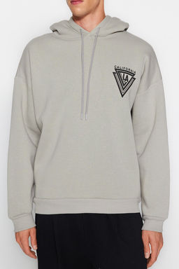 TRENDYOL MAN Turuncu %100 Pamuk Kapusonlu / Genis Kesim Kolej Bask?l? Ici Polarl? Sweatshirt TMNAW24SW00063 - Trendyolmilla фото 6