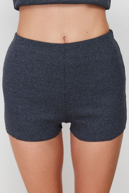 Trendyolmilla Antrasit Dantelli Fitilli Sortlu Orme Pijama Tak?m? THMSS24PT00006 фото 14