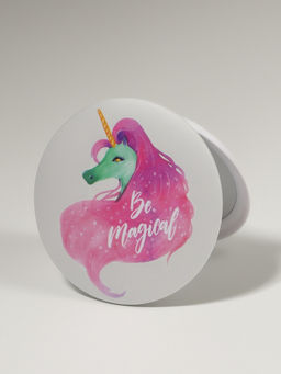 Зеркало складное «Единороги», d=7.5 см, белое, розовое