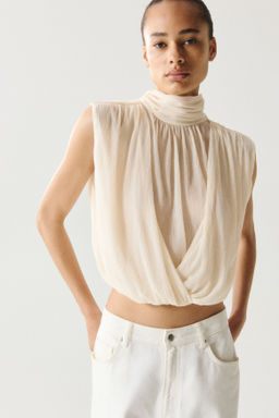 Top cropped con bajo globo - H&m фото 6