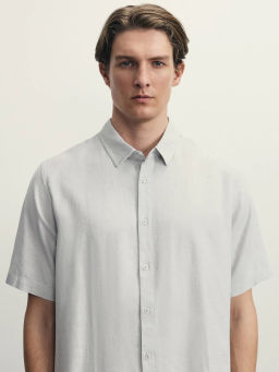 Рубашка regular fit со льном / Zarina  фото 6