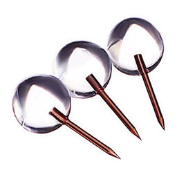 Кнопки силовые ШАРИКИ прозрачные с иголкой-розовое золото 300 штук в банке - Calligrata фото 2