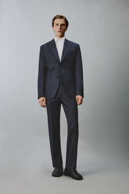 PANTAL?N REGULAR FIT TRAJE ESTRUCTURA 100% LANA / Marino