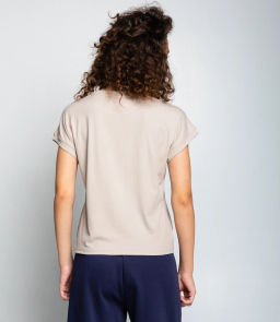 Футболка #КТ1016 (1)-1, бежево-серый