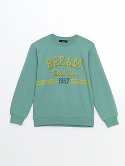 Bisiklet Yaka Bask?l? K?z ?ocuk Sweatshirt