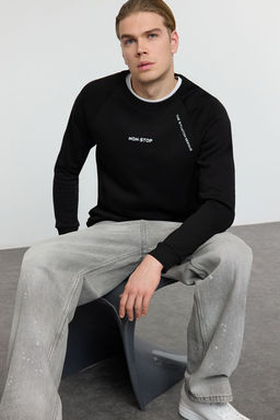 TRENDYOL MAN Siyah Regular/Normal Kesim Reglan Kollu Yaz? Bask?l? Sweatshirt TMNAW22SW0726 - Trendyolmilla фото 6