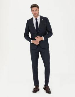 Lacivert Ex. Slim Fit Tak_m Elbise