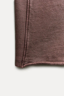 SHORT SLEEVE RIBBED PLUSH SWEATSHIRT - Zara фото 7