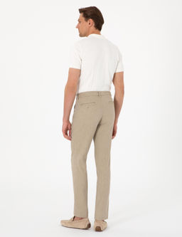 Haki Slim Fit Keten Kar___ml_ _izgili Kanvas Pantolon - Pierre cardin фото 4
