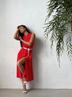 Платье, как из к/ф Красотка, красное в хаотичный горошек - Martichelli фото 42