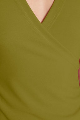 TRENDYOLMILLA Siyah Kruvaze Yaka A-Line Krep Mini Smart Orme Elbise TWOSS23EL01703 фото 12