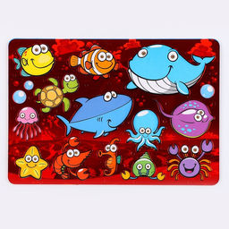 Трафарет для малышей Морские обитатели с раскраской