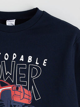 Bask?l? Erkek ?ocuk Sweatshirt