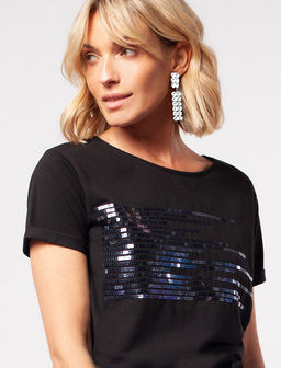 VILATTE / Футболка из хлопка с вышивкой пайетками