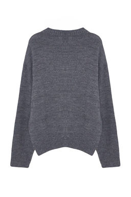 Antrasit Genis Kal?p Yumusak Dokulu Triko Kazak TWOAW25KZ00168 - Trendyolmilla фото 8