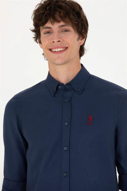 Мужская темно-синяя базовая рубашка с длинным рукавом Неожиданная скидка в корзине - U.s. polo assn фото 2