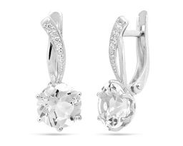 Серьги из серебра горный хрусталь, СПН04306