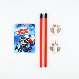 Подарочный набор «С 23 февраля», карандаши 2 шт., ластики 2 шт., блокнот