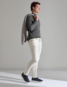 Antrasit Melanj Slim Fit Yar_m Bal_k__ Yaka Basic Triko Kazak