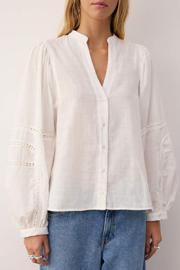 Beyaz Kollar? Dantel Serit Detayl? Boho Gomlek TWOAW26GO00068