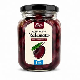 Оливки Каламата Премиум в рассоле EcoGreece, ст.б., 650г